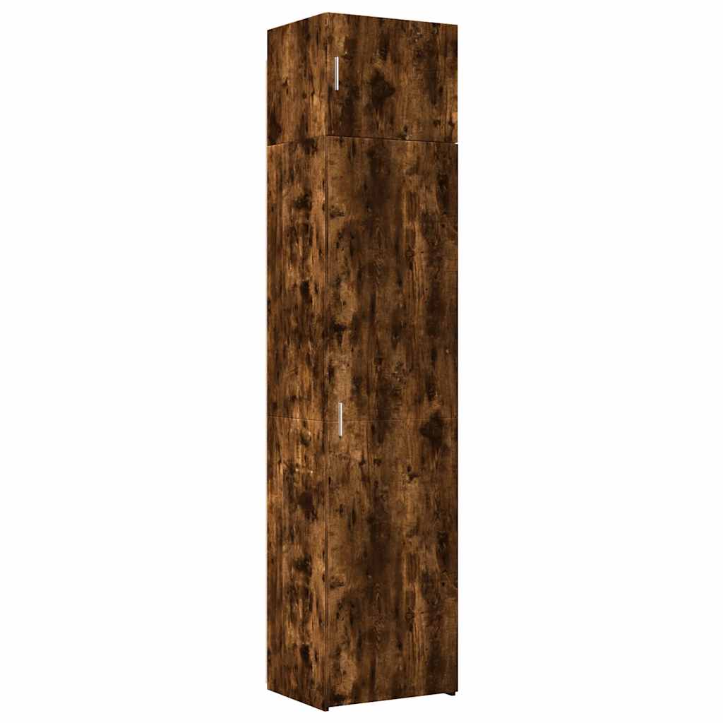 Smalt oppbevaringsskap røkt eik 50x42,5x225 cm konstruert tre