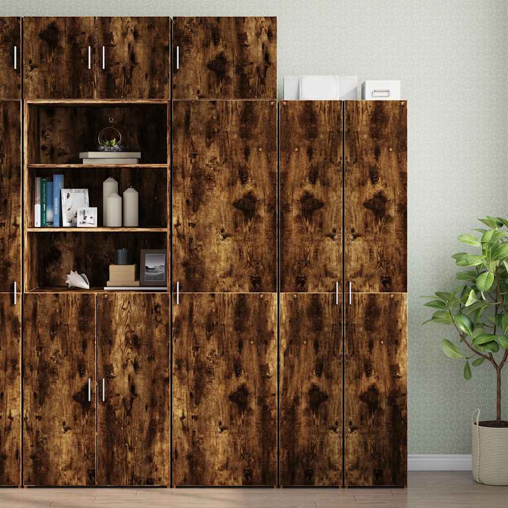 Smalt oppbevaringsskap røkt eik 50x42,5x225 cm konstruert tre