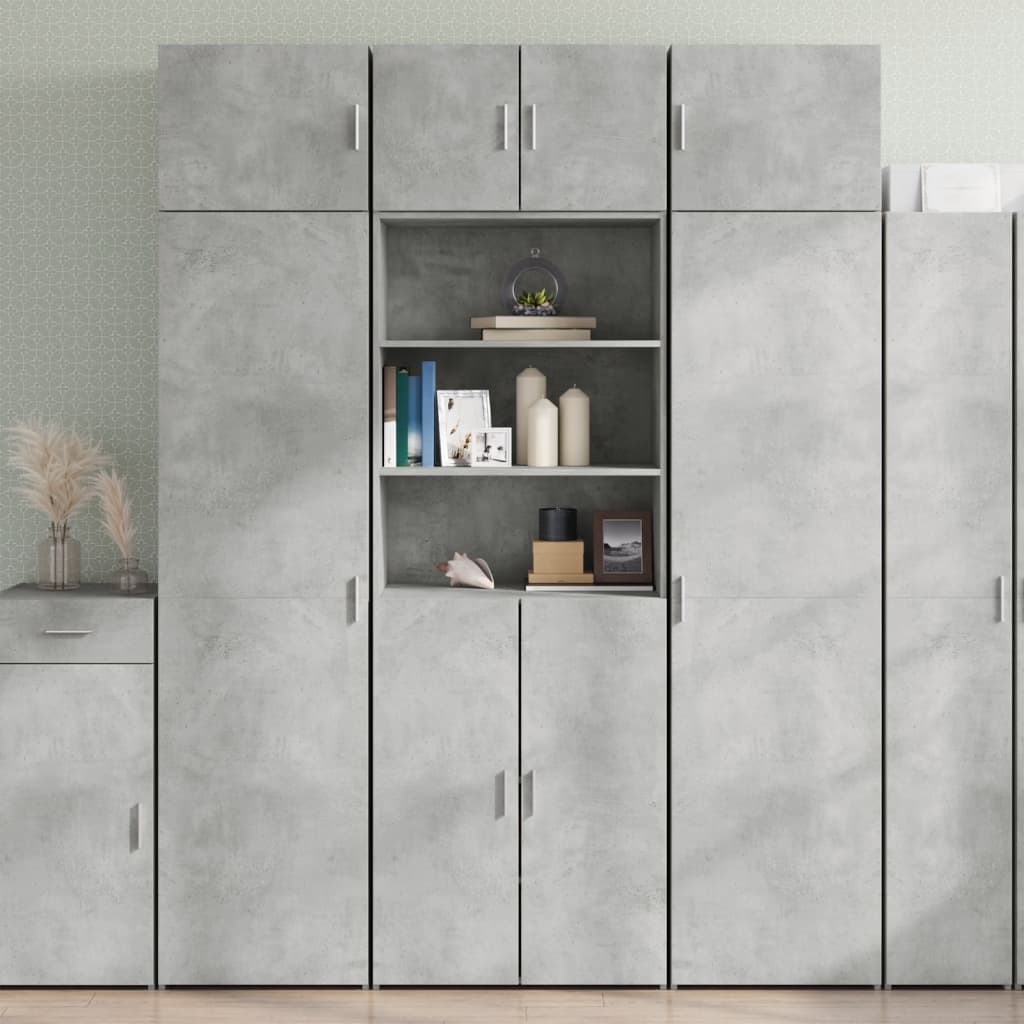 Oppbevaringsskap betonggrå 70x42,5x225 cm konstruert tre vidaXL