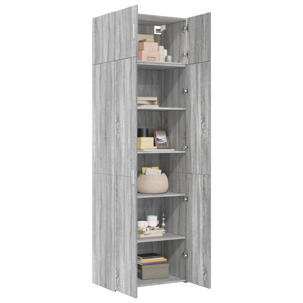 Oppbevaringsskap grå sonoma 70x42,5x225 cm konstruert tre