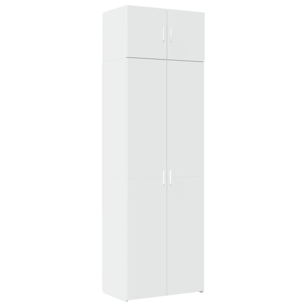 Oppbevaringsskap hvit 70x42,5x225 cm konstruert tre