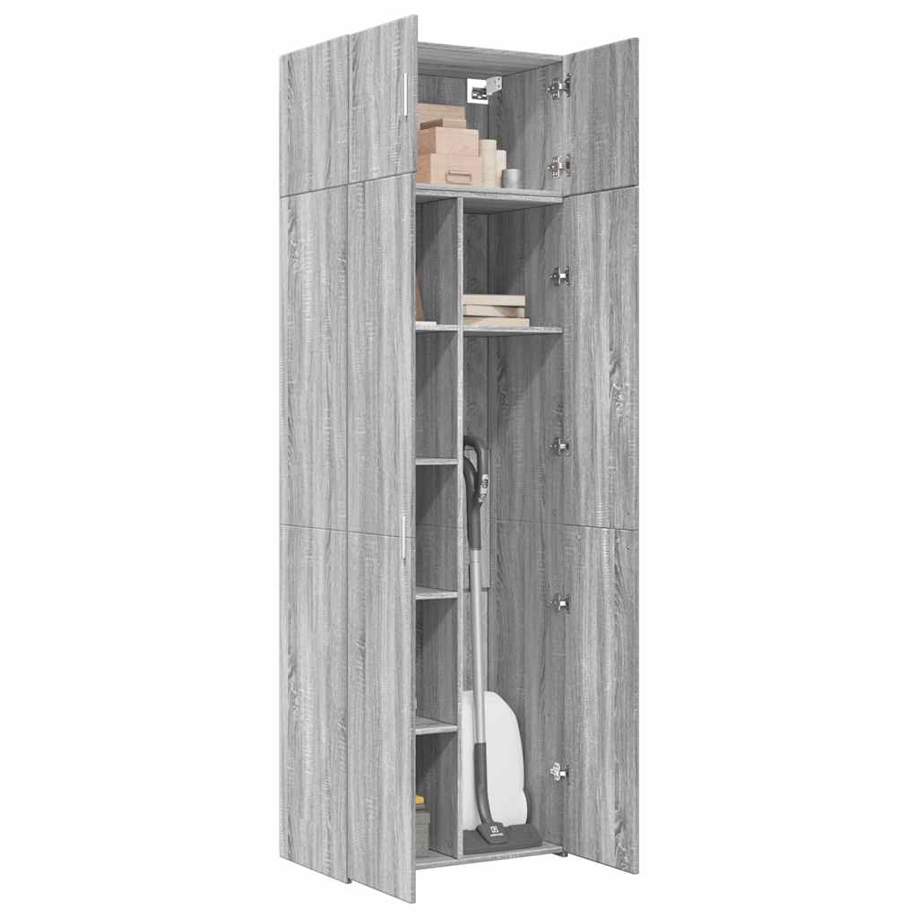 Oppbevaringsskap grå sonoma 70x42,5x225 cm konstruert tre