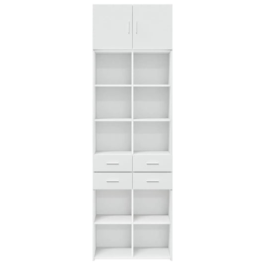 Oppbevaringsskap hvit 70x42,5x225 cm konstruert tre