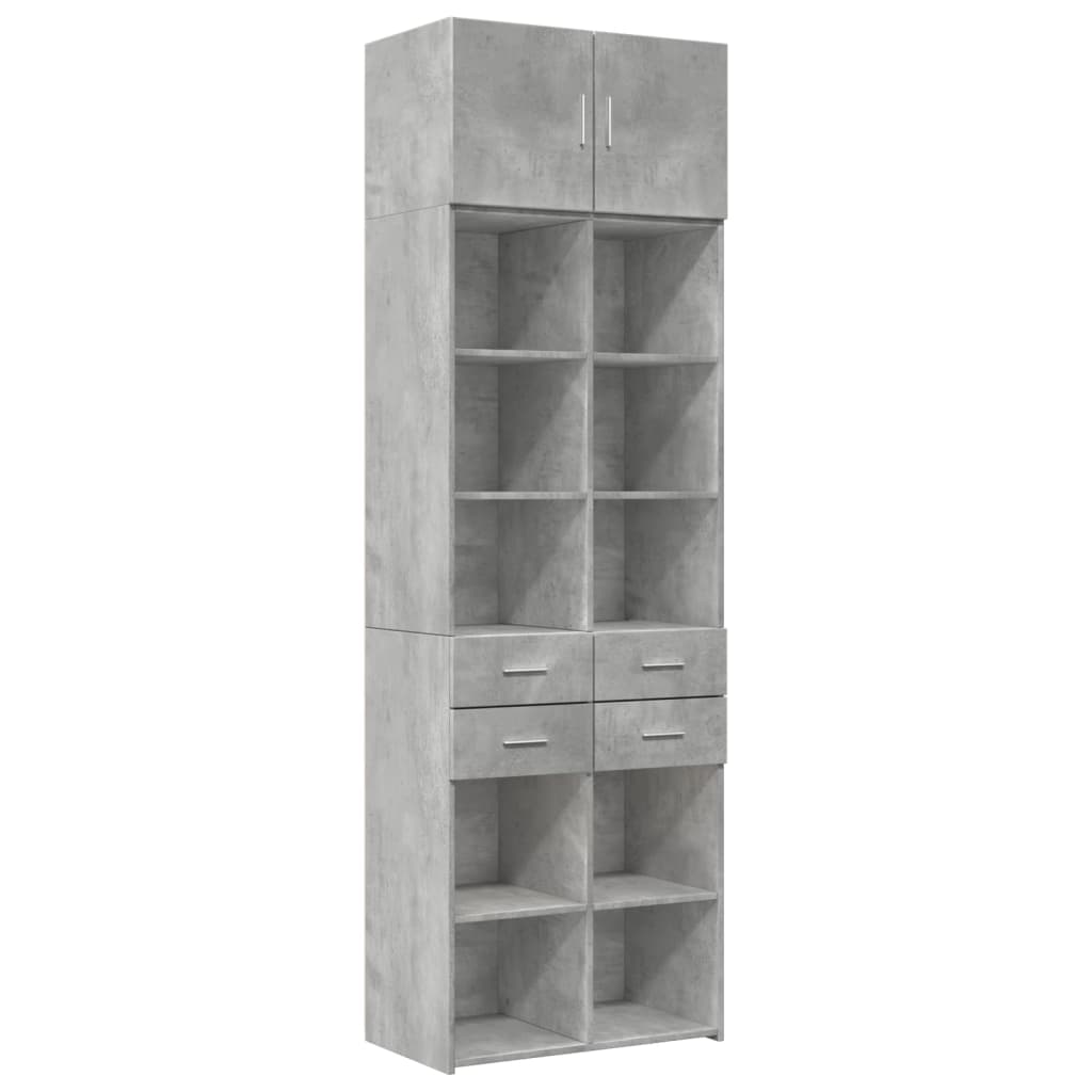 Oppbevaringsskap betonggrå 70x42,5x225 cm konstruert tre