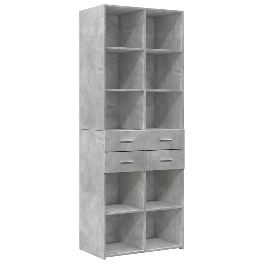 Oppbevaringsskap betonggrå 70x42,5x225 cm konstruert tre