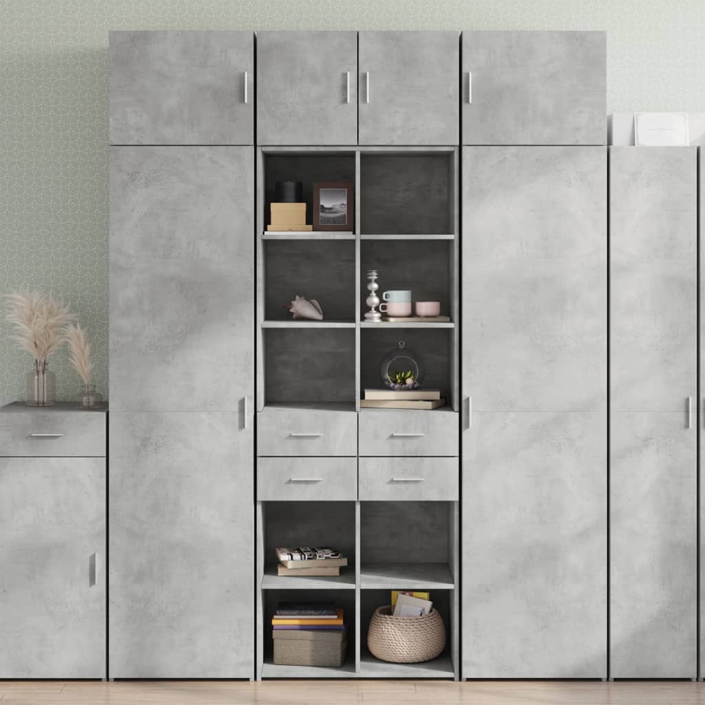 Oppbevaringsskap betonggrå 70x42,5x225 cm konstruert tre