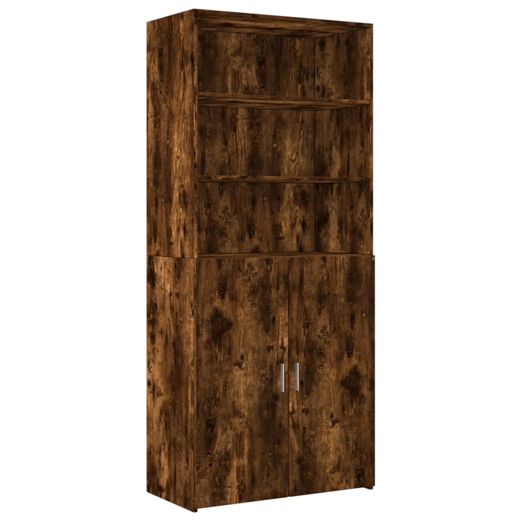 Oppbevaringsskap røkt eik 80x42,5x225 cm konstruert tre