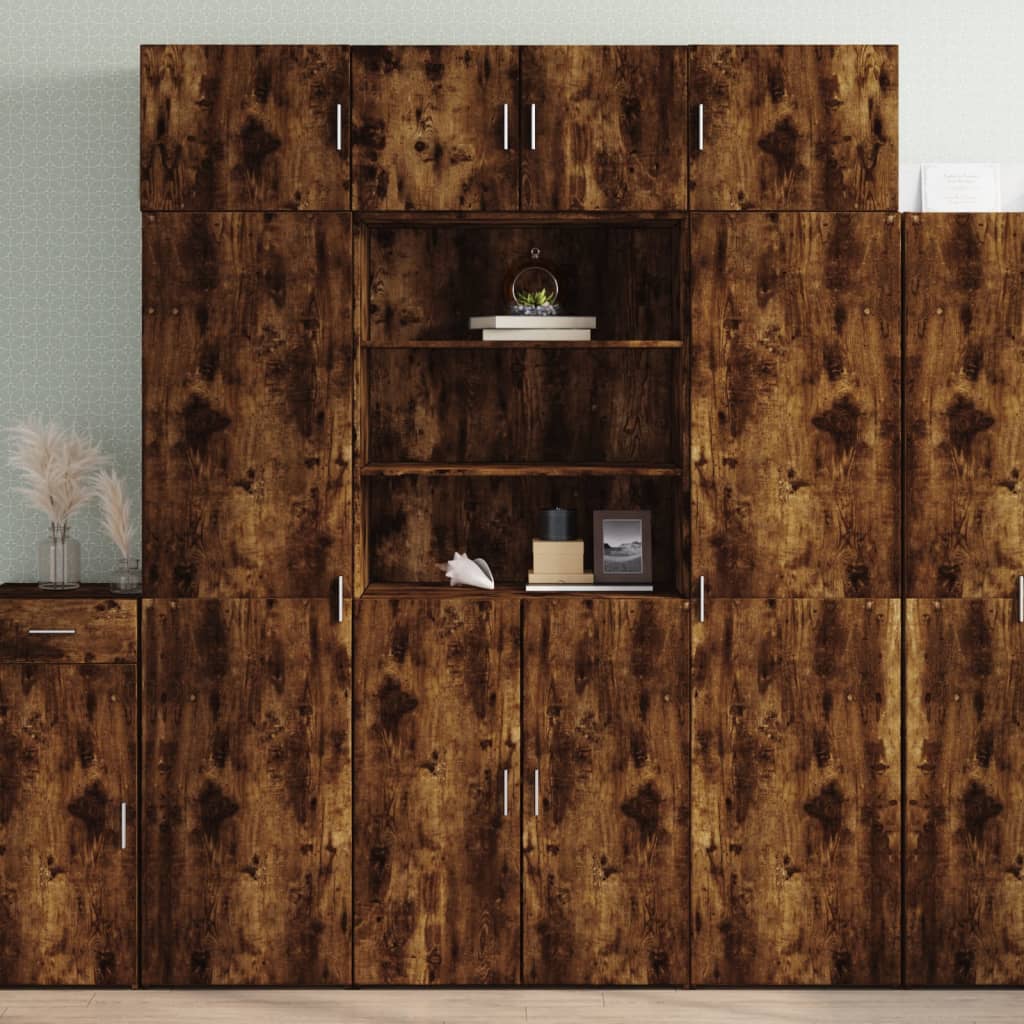 Oppbevaringsskap røkt eik 80x42,5x225 cm konstruert tre