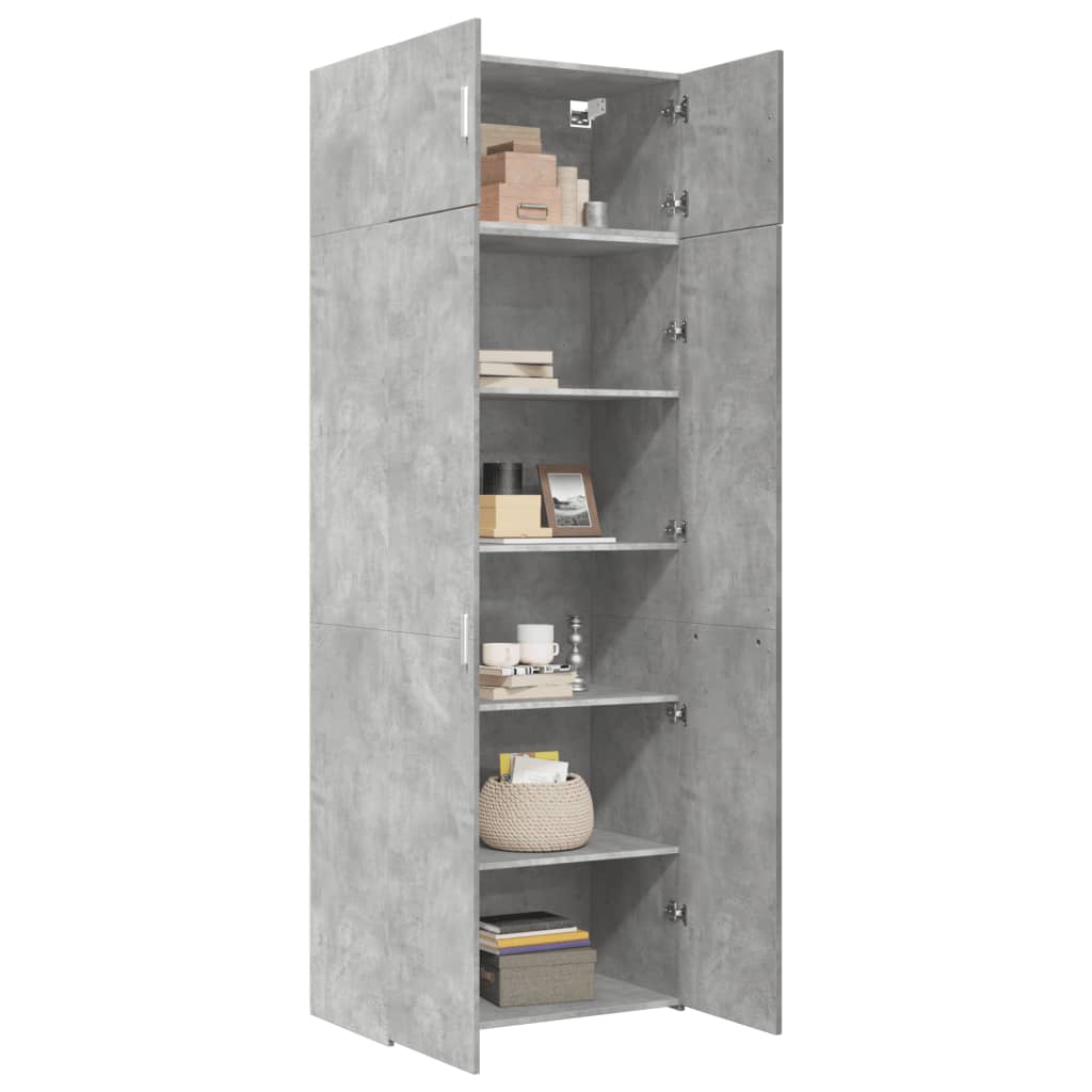 Oppbevaringsskap betonggrå 80x42,5x225 cm konstruert tre vidaXL