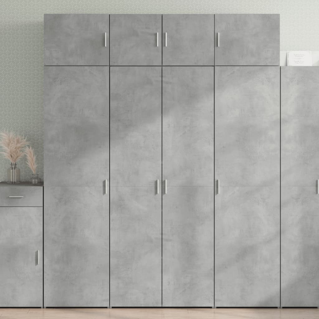 Oppbevaringsskap betonggrå 80x42,5x225 cm konstruert tre vidaXL