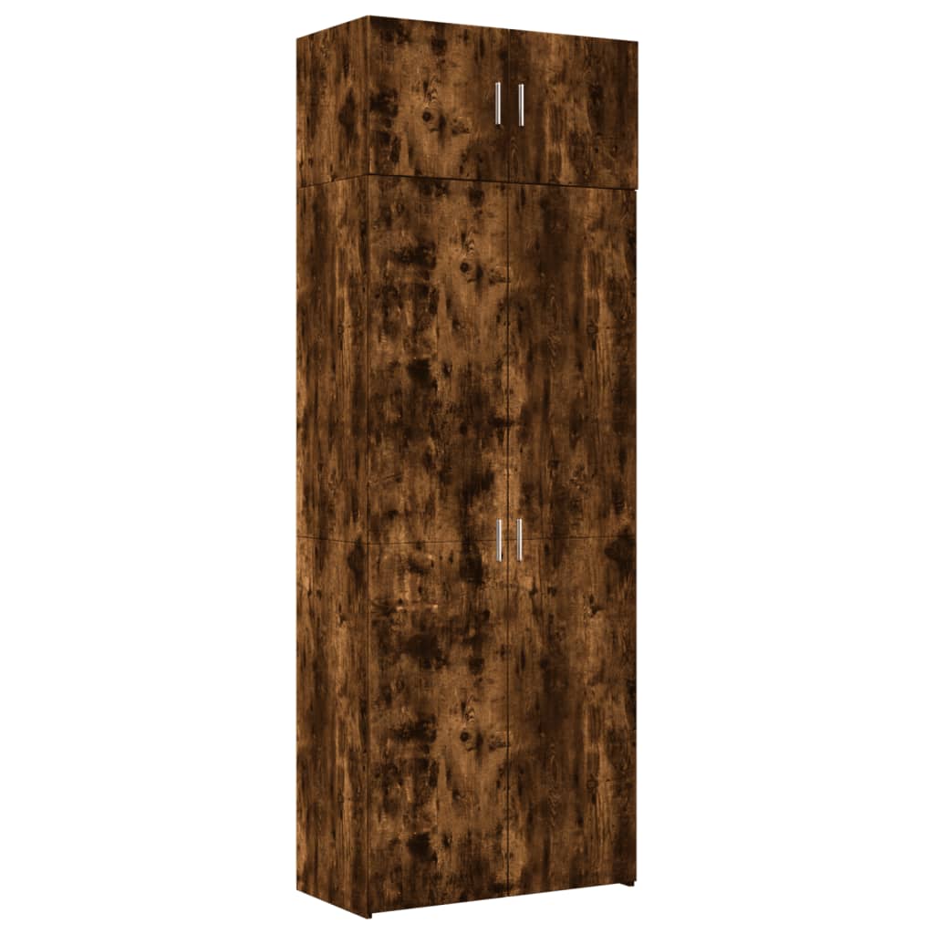 Oppbevaringsskap røkt eik 80x42,5x225 cm konstruert tre vidaXL