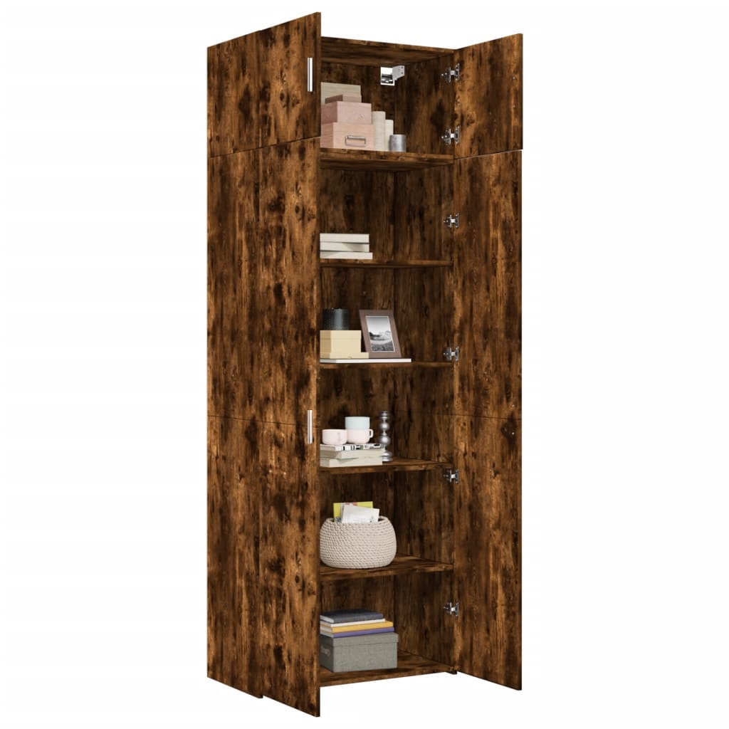 Oppbevaringsskap røkt eik 80x42,5x225 cm konstruert tre vidaXL