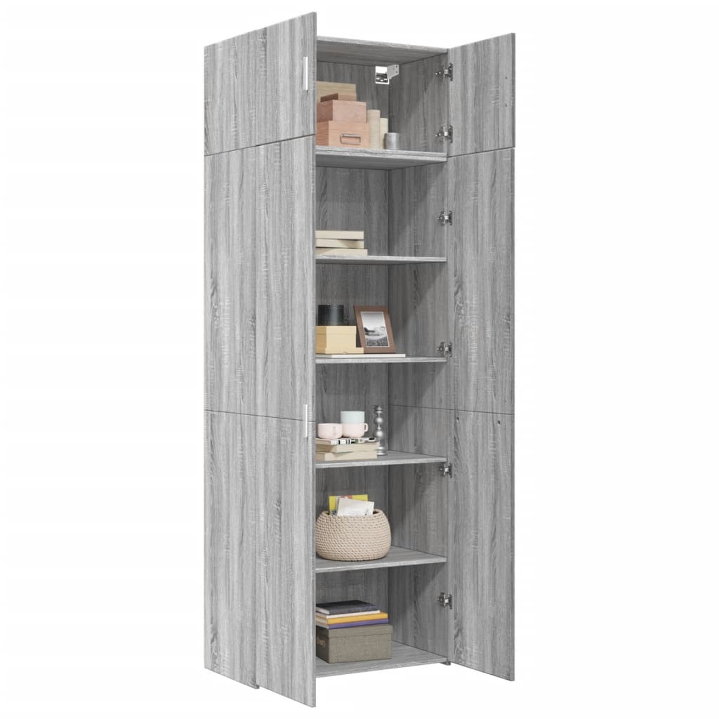 Oppbevaringsskap grå sonoma 80x42,5x225 cm konstruert tre vidaXL