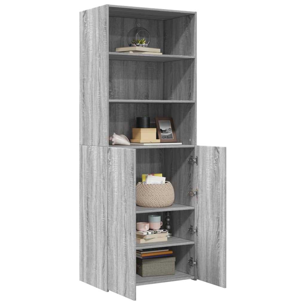 Highboard grå sonoma 70x42,5x185 cm konstruert tre vidaXL