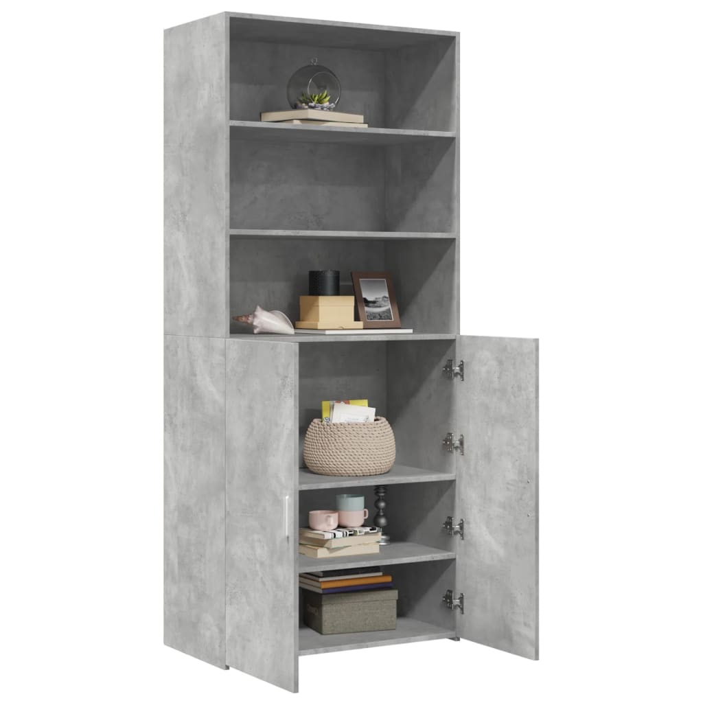 Highboard betonggrå 80x42,5x185 cm konstruert tre