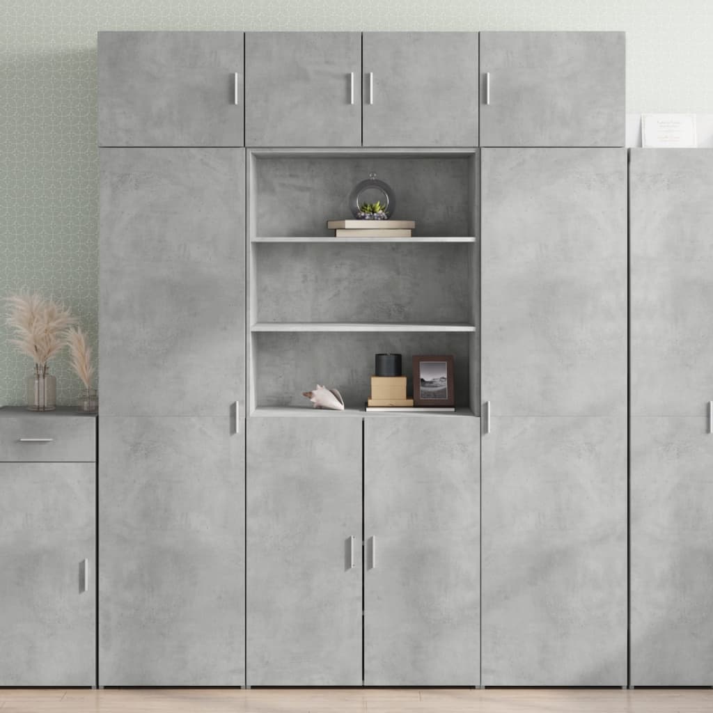 Highboard betonggrå 80x42,5x185 cm konstruert tre