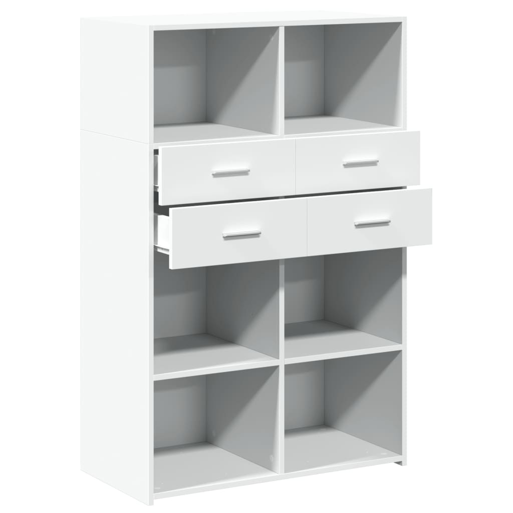 Hylle hvit 80x42,5x124 cm konstruert tre
