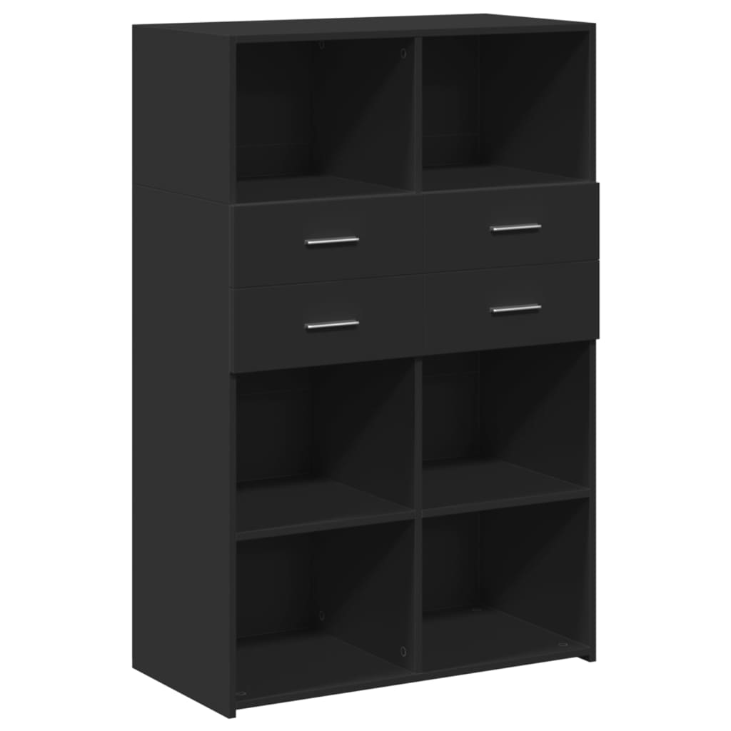 Hylle svart 80x42,5x124 cm konstruert tre