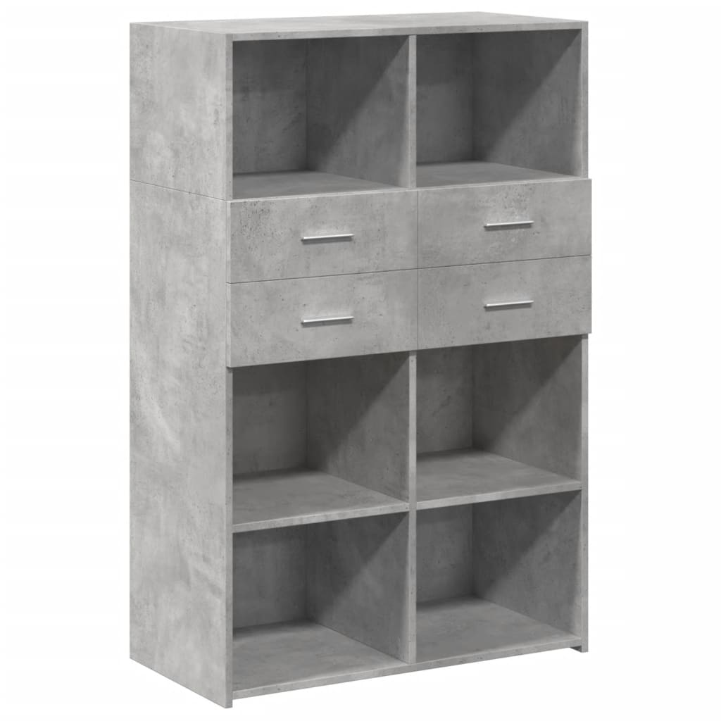 Hylle betonggrå 80x42,5x124 cm konstruert tre