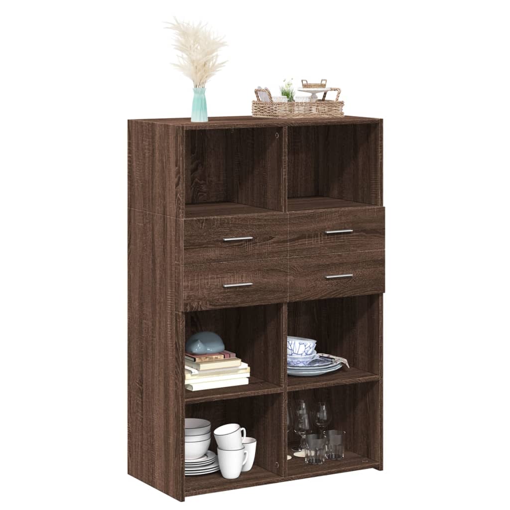Hylle brun eik 80x42,5x124 cm konstruert tre