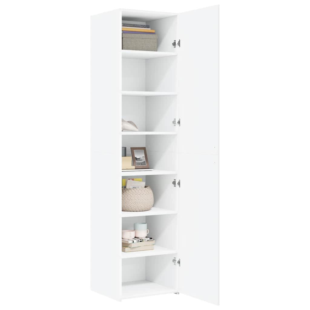 Hylle hvit 45x42,5x185 cm konstruert tre