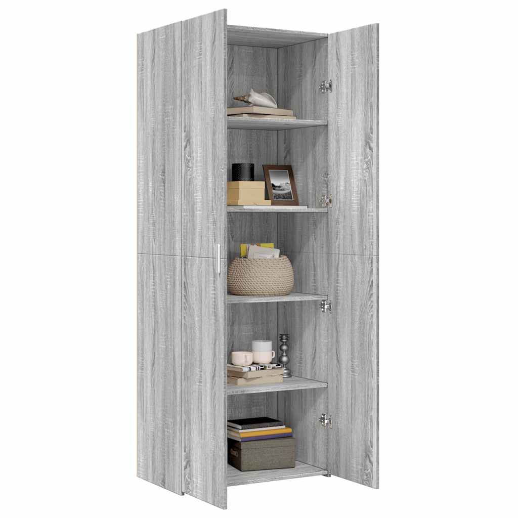 Highboard grå sonoma 70x42,5x185 cm konstruert tre