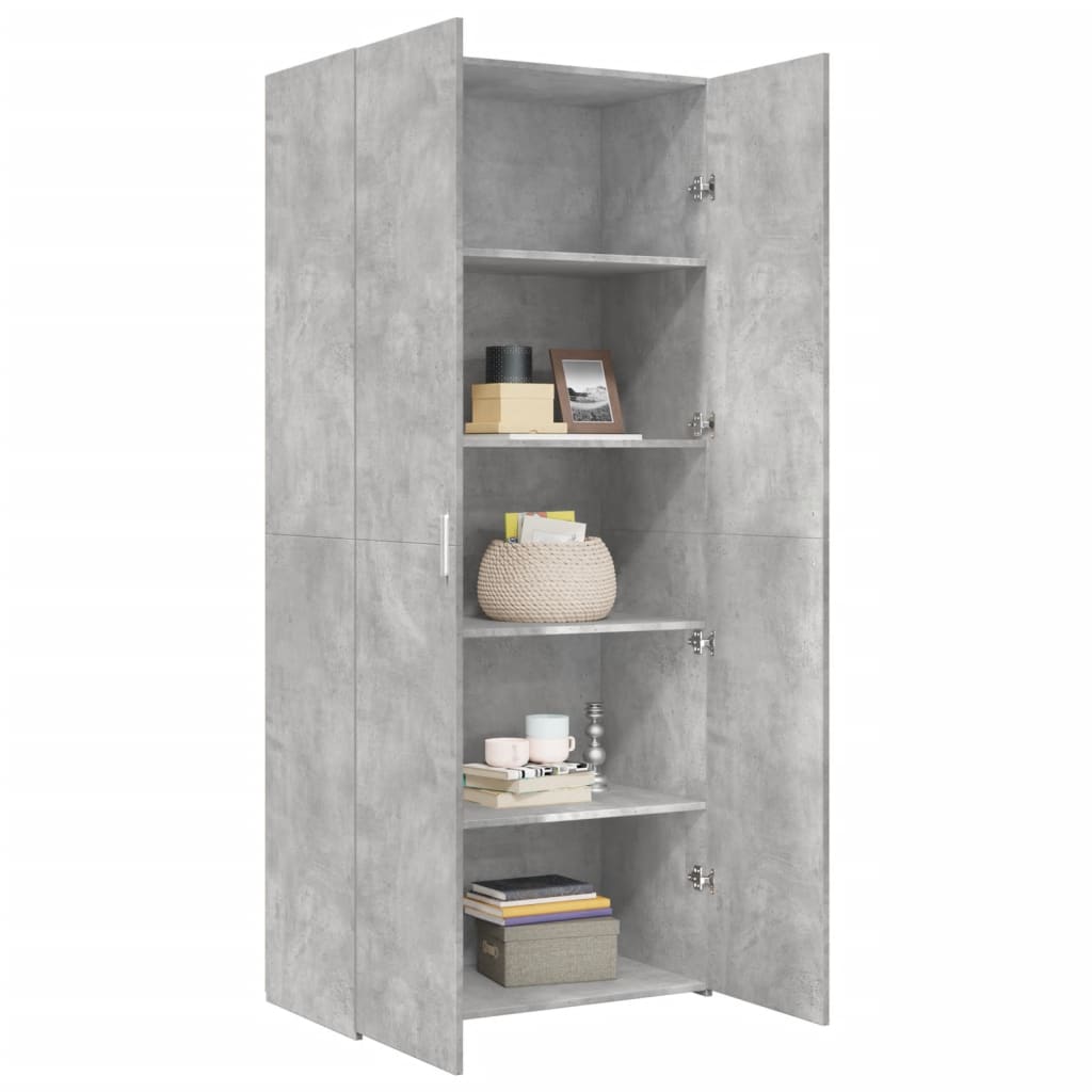 Highboard betonggrå 80x42,5x185 cm konstruert tre
