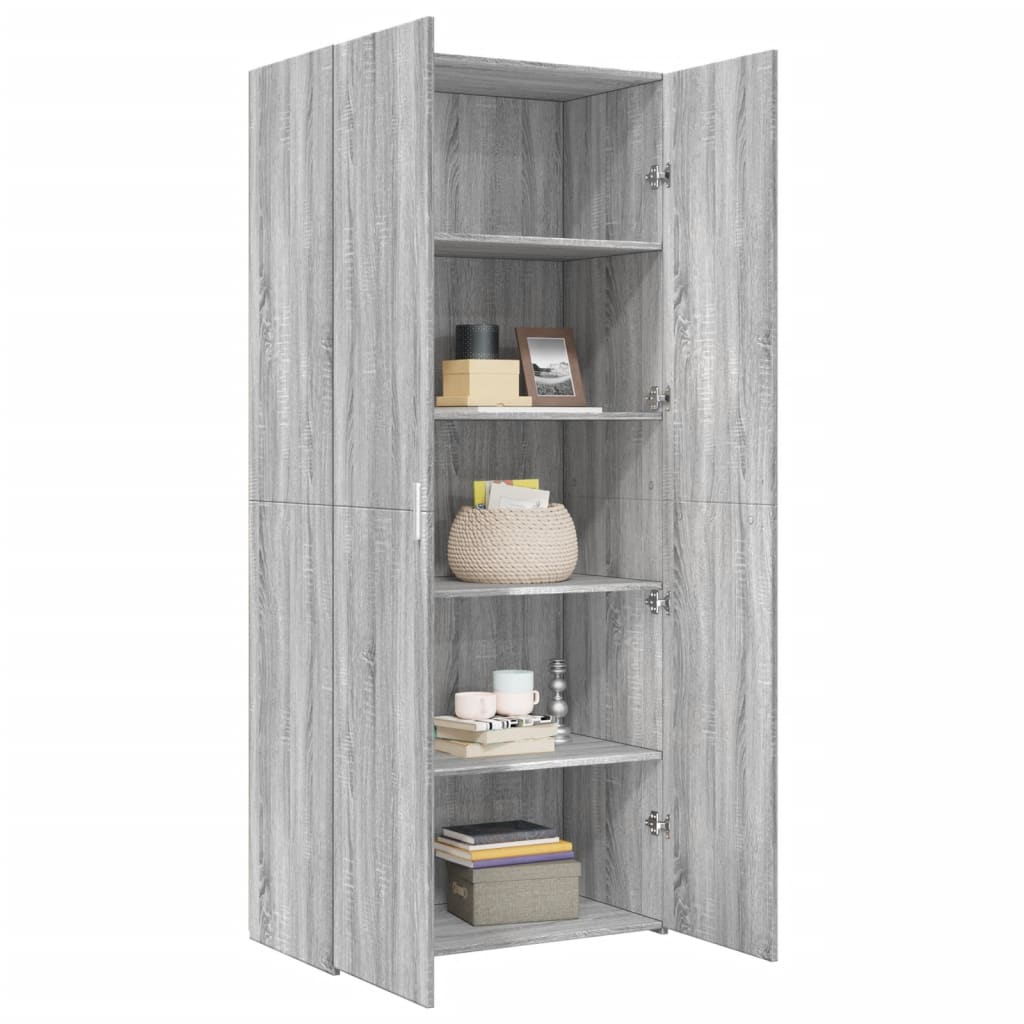 Highboard grå sonoma 80x42,5x185 cm konstruert tre