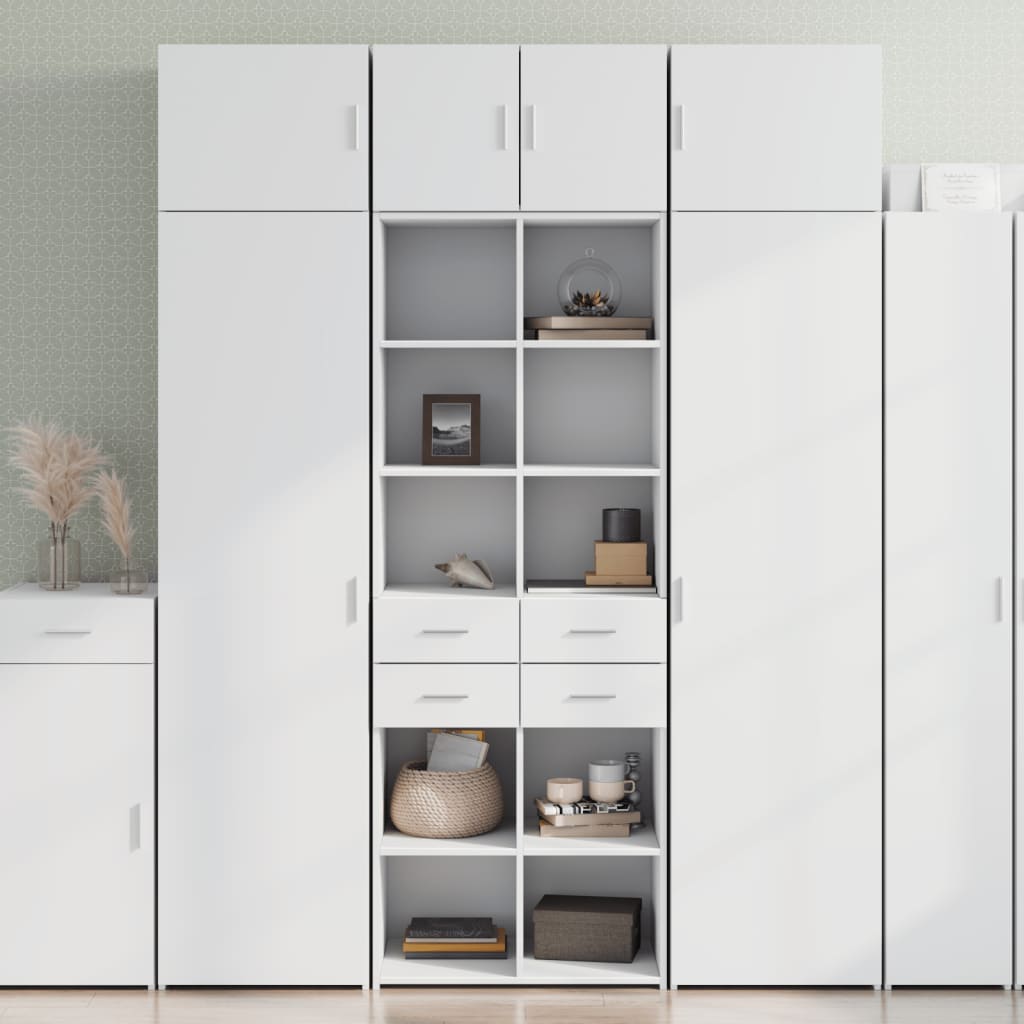 Highboard hvit 70x42,5x185 cm konstruert tre