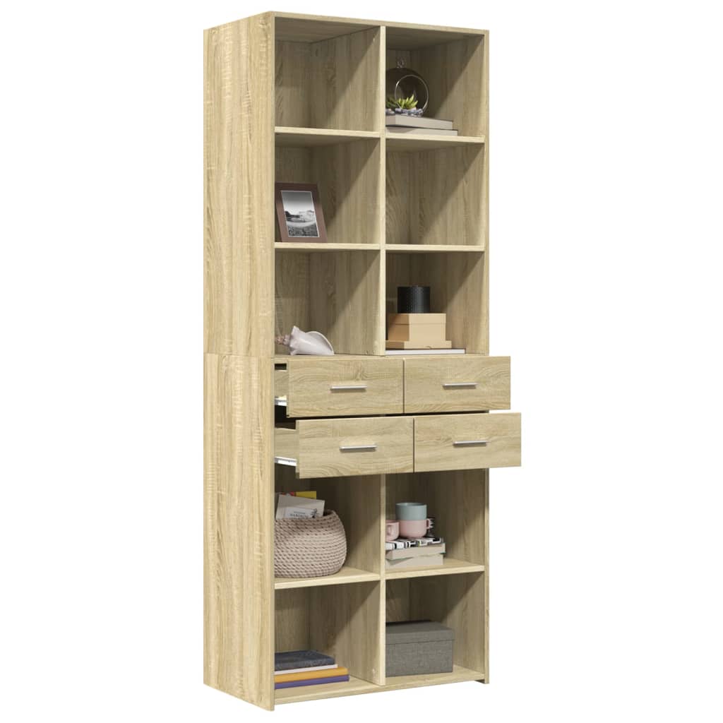 Highboard sonoma eik 70x42,5x185 cm konstruert tre