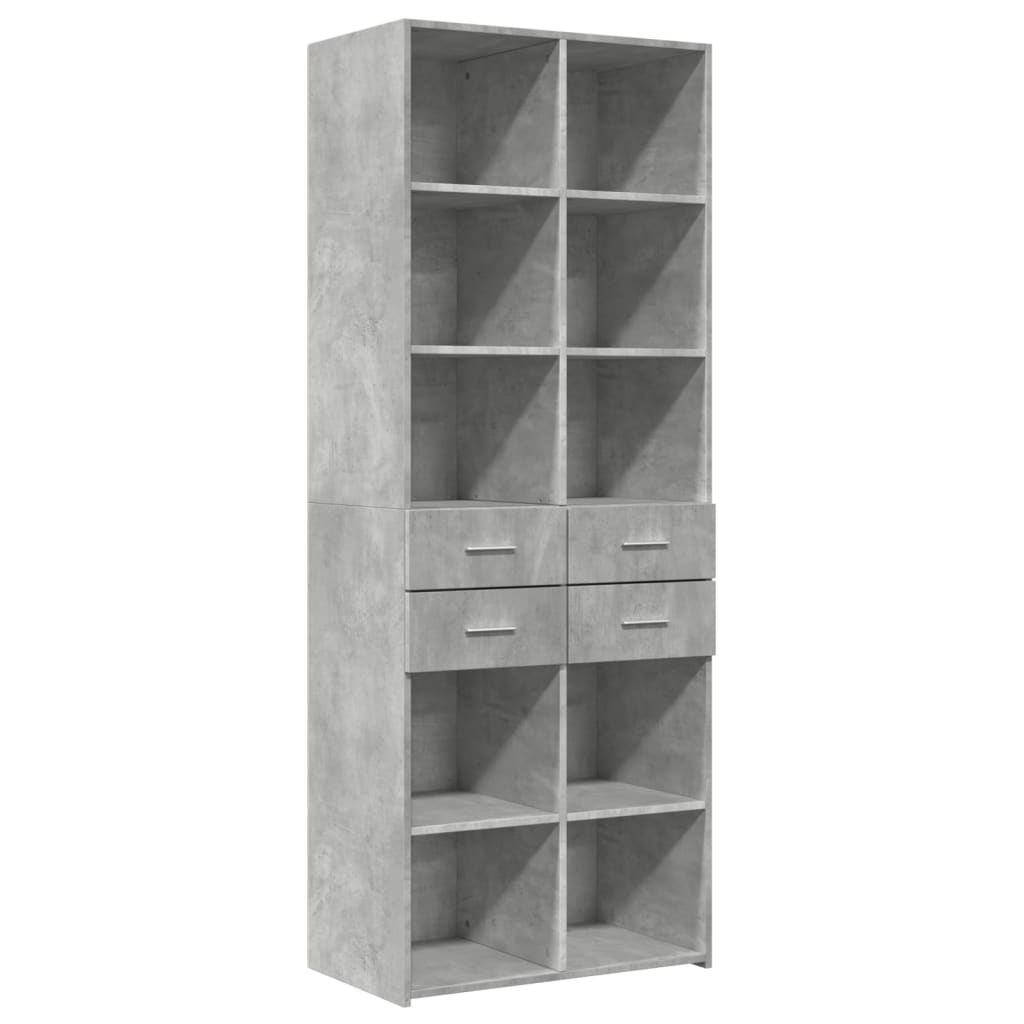 Highboard betonggrå 70x42,5x185 cm konstruert tre