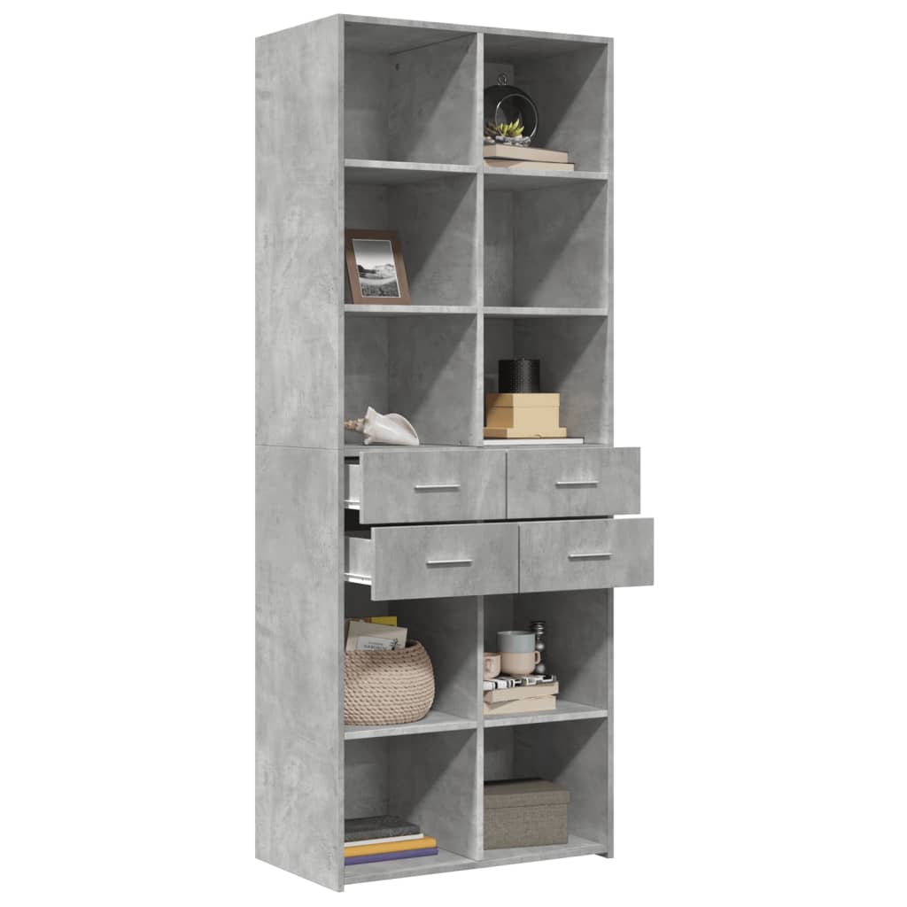 Highboard betonggrå 70x42,5x185 cm konstruert tre