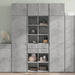 Highboard betonggrå 70x42,5x185 cm konstruert tre