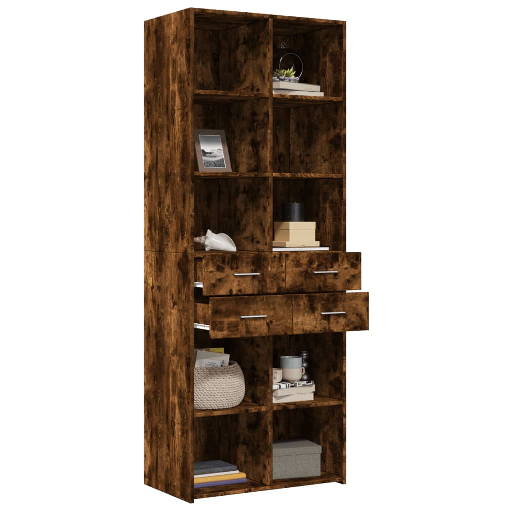 Highboard røkt eik 70x42,5x185 cm konstruert tre