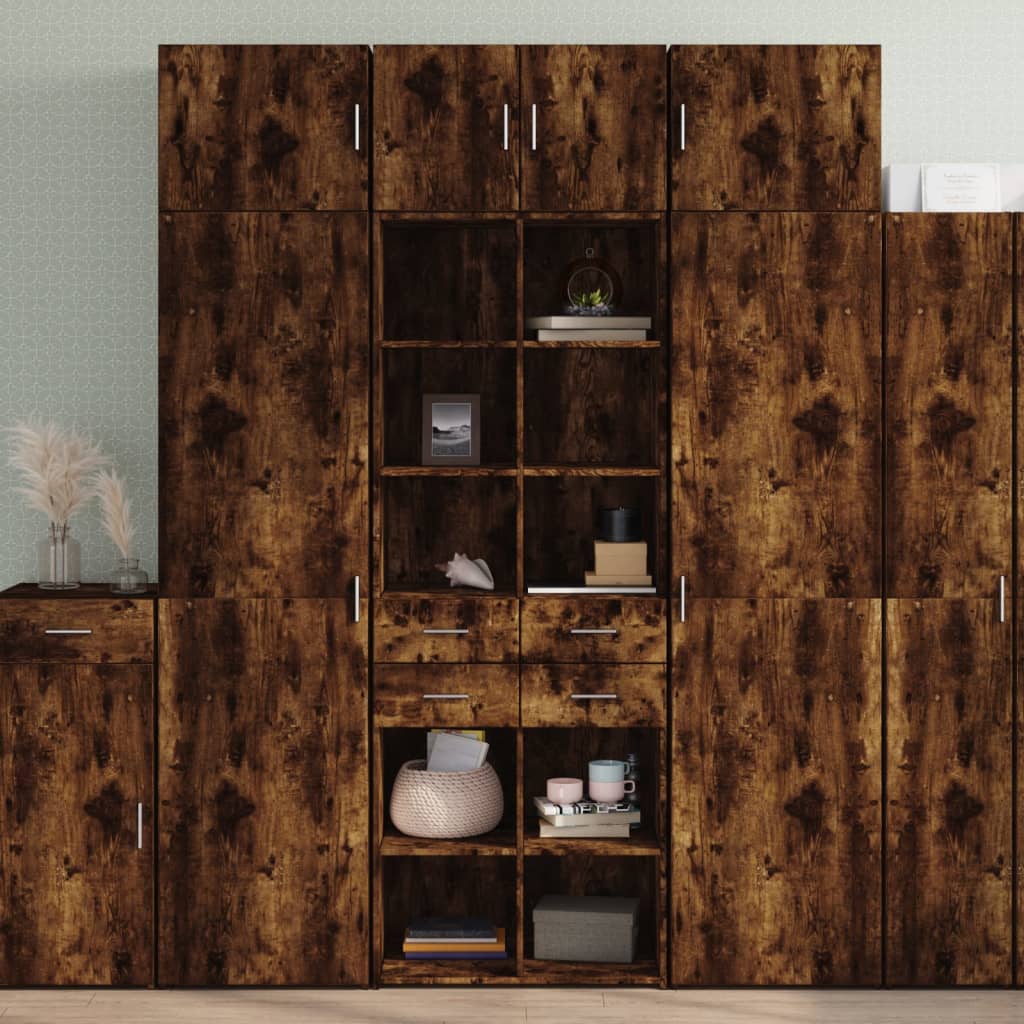 Highboard røkt eik 70x42,5x185 cm konstruert tre