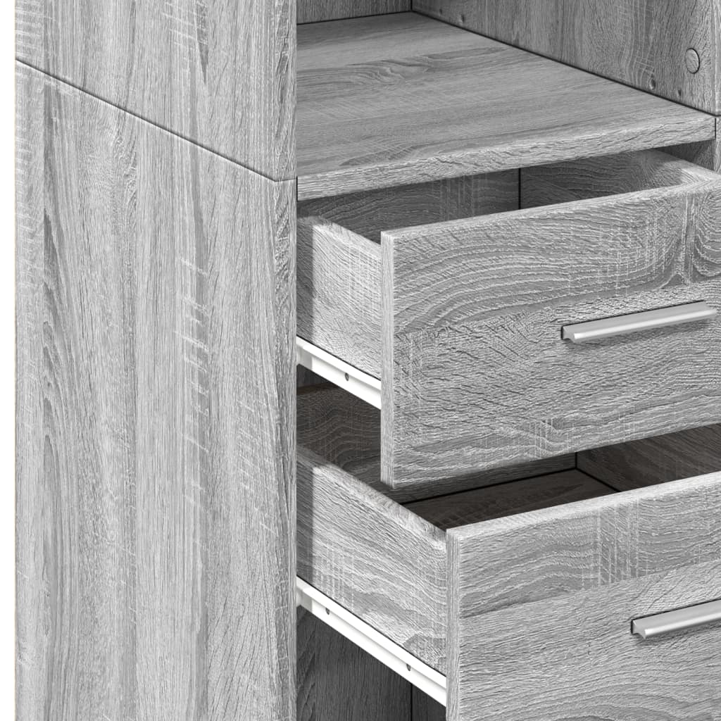 Highboard grå sonoma 70x42,5x185 cm konstruert tre