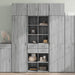 Highboard grå sonoma 70x42,5x185 cm konstruert tre