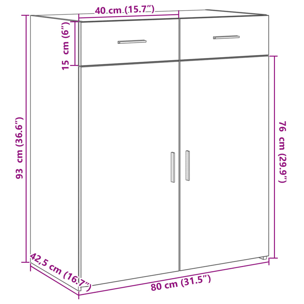 Skjenk betonggrå 80x42,5x93 cm konstruert tre