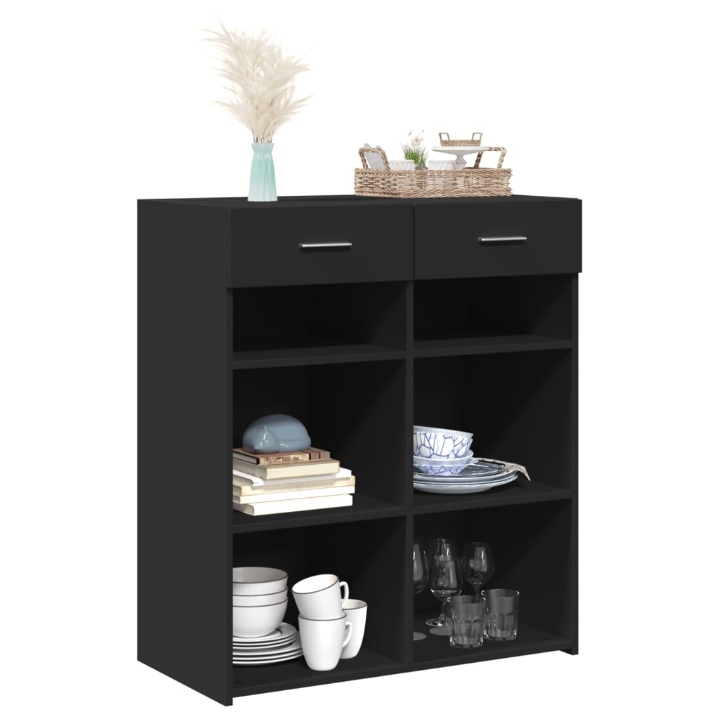 Skjenk svart 80x42,5x93 cm konstruert tre