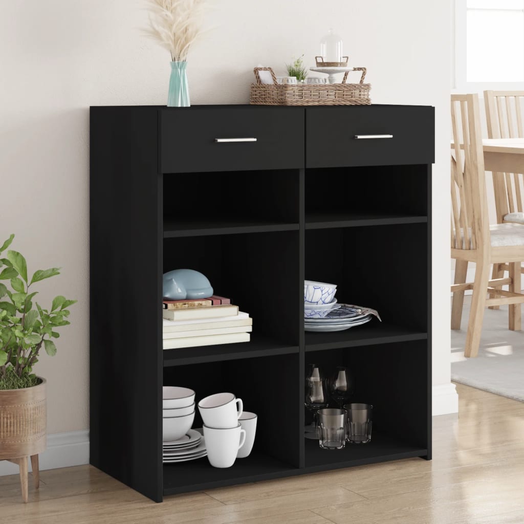 Skjenk svart 80x42,5x93 cm konstruert tre