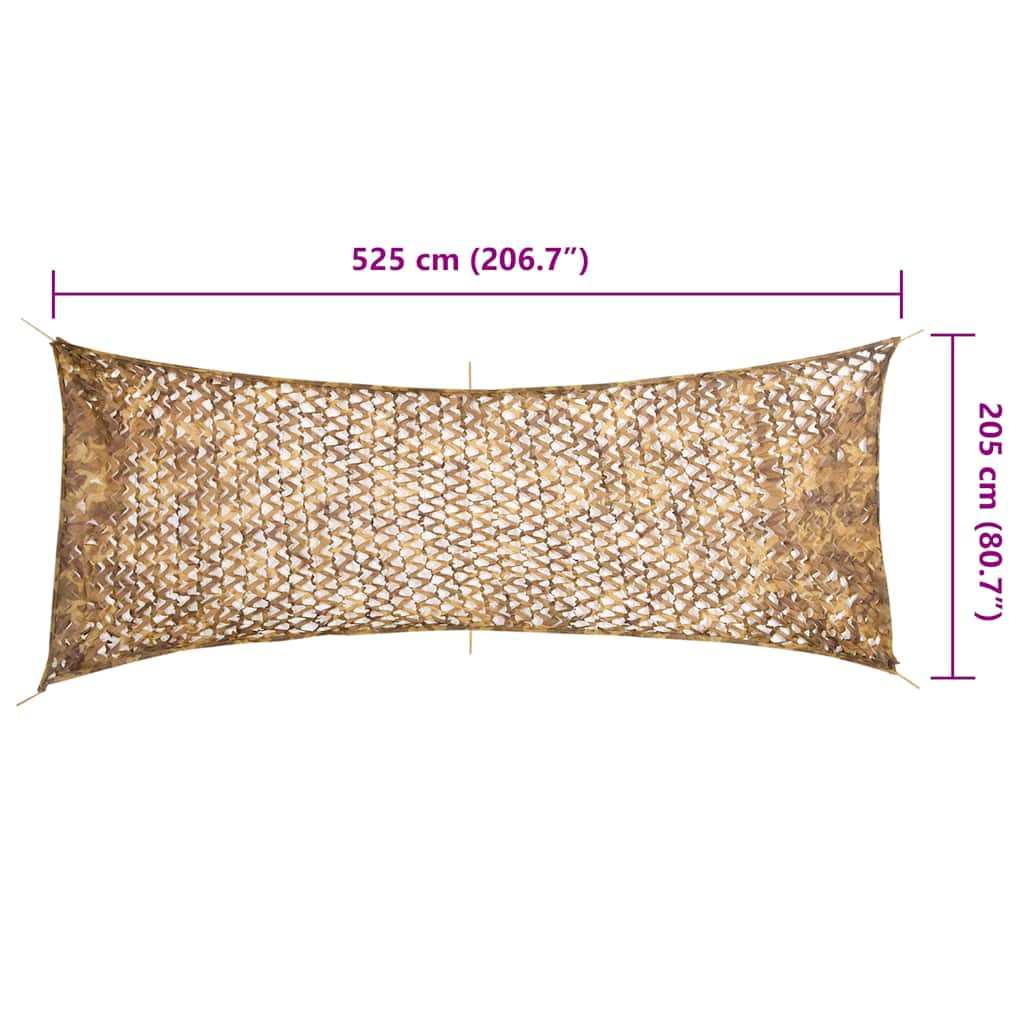 Kamuflasjenett med oppbevaringspose 525x205 cm sand
