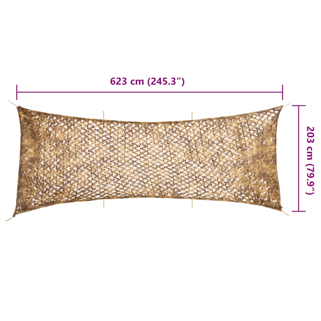 Kamuflasjenett med oppbevaringspose 623x203 cm sand