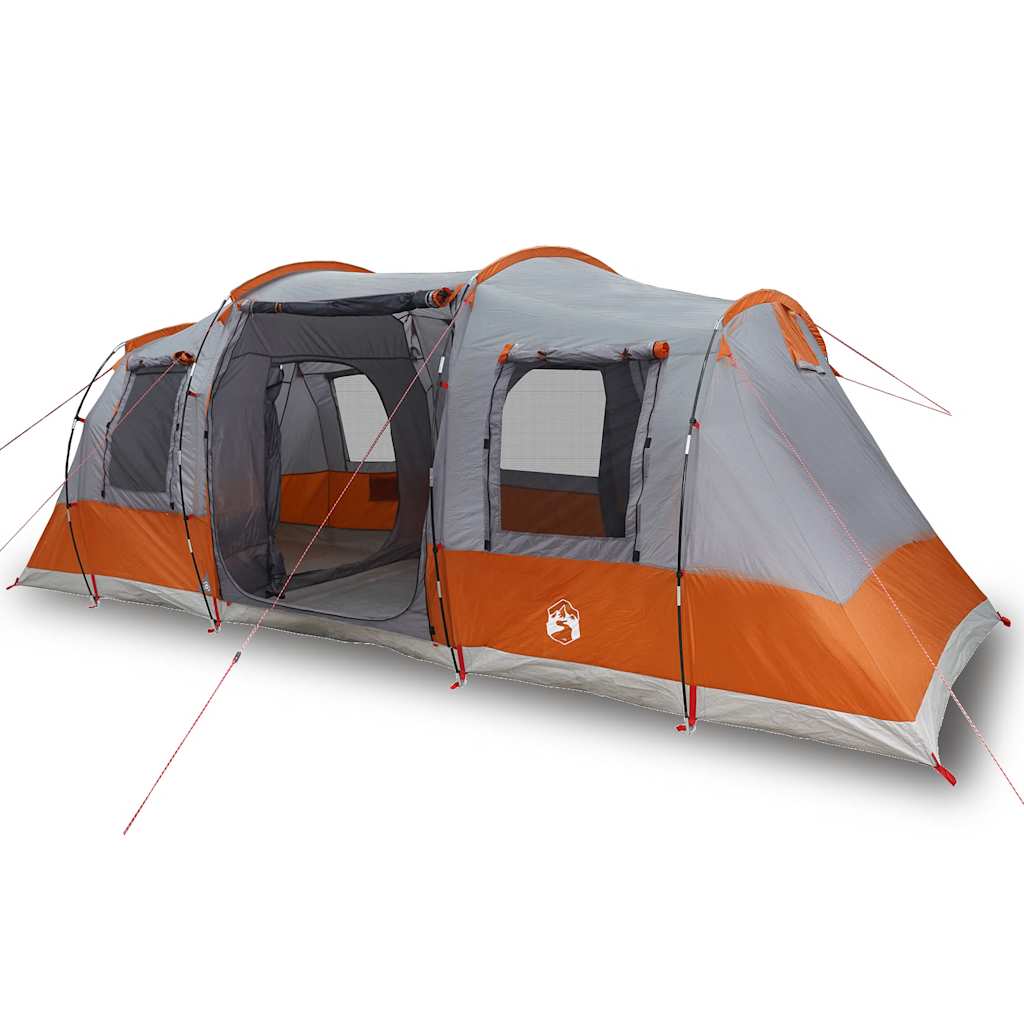 Tunneltelt for camping 4 personer grå og oransje vanntett vidaXL