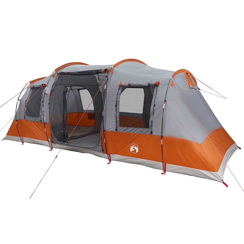 Tunneltelt for camping 4 personer grå og oransje vanntett vidaXL