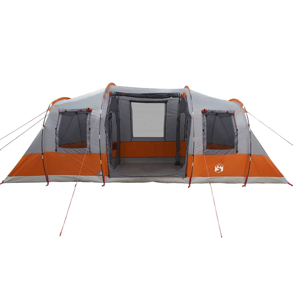 Tunneltelt for camping 4 personer grå og oransje vanntett vidaXL