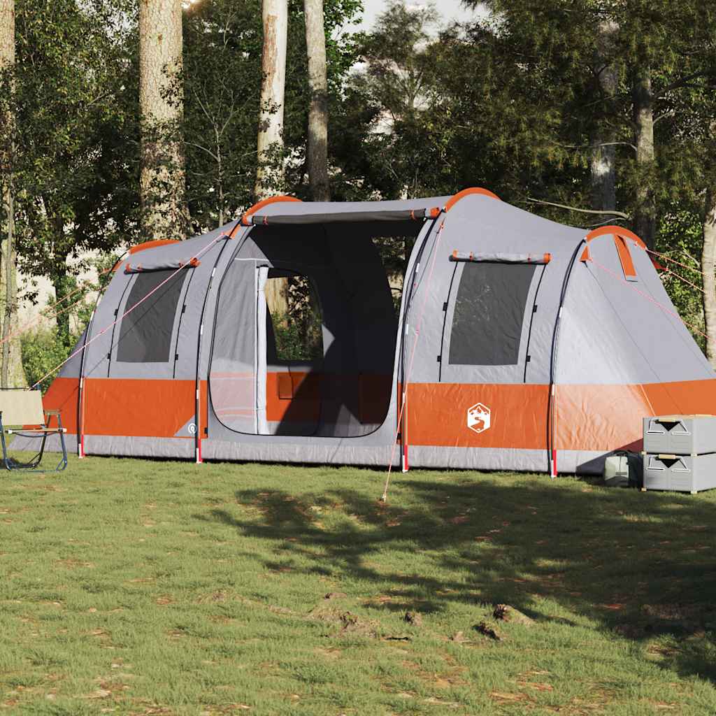 Tunneltelt for camping 4 personer grå og oransje vanntett vidaXL