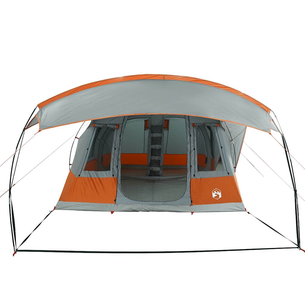 Tunneltelt for camping 5 personer grå og oransje vanntett