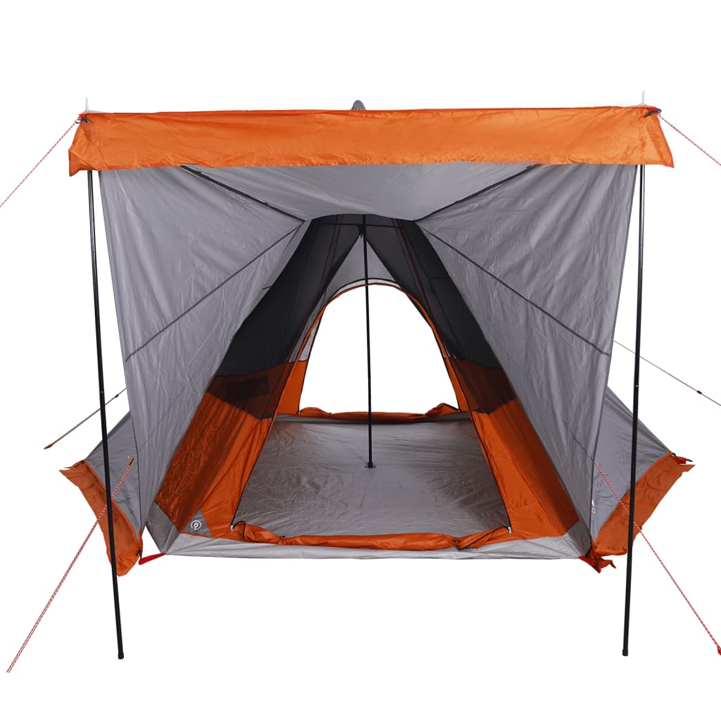 Familietelt tipi for 6 personer grå og oransje vanntett