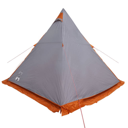 Familietelt tipi for 6 personer grå og oransje vanntett