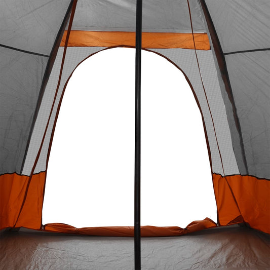 Familietelt tipi for 6 personer grå og oransje vanntett